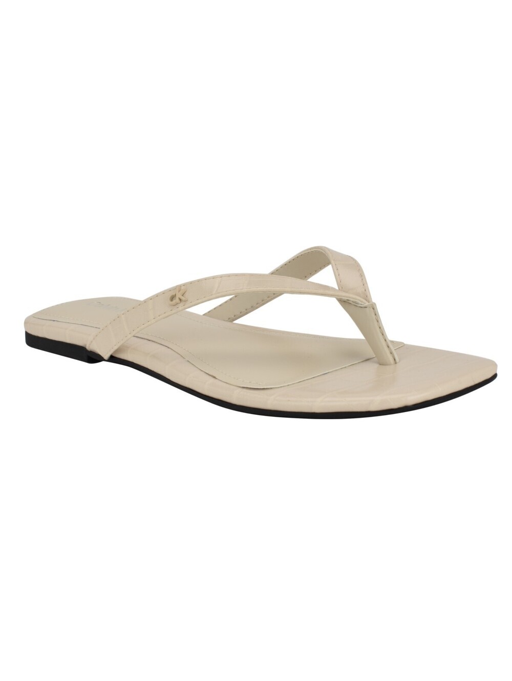 Calvin Klein Flat Shoes Sandals Ivory / Beige Croco 8M